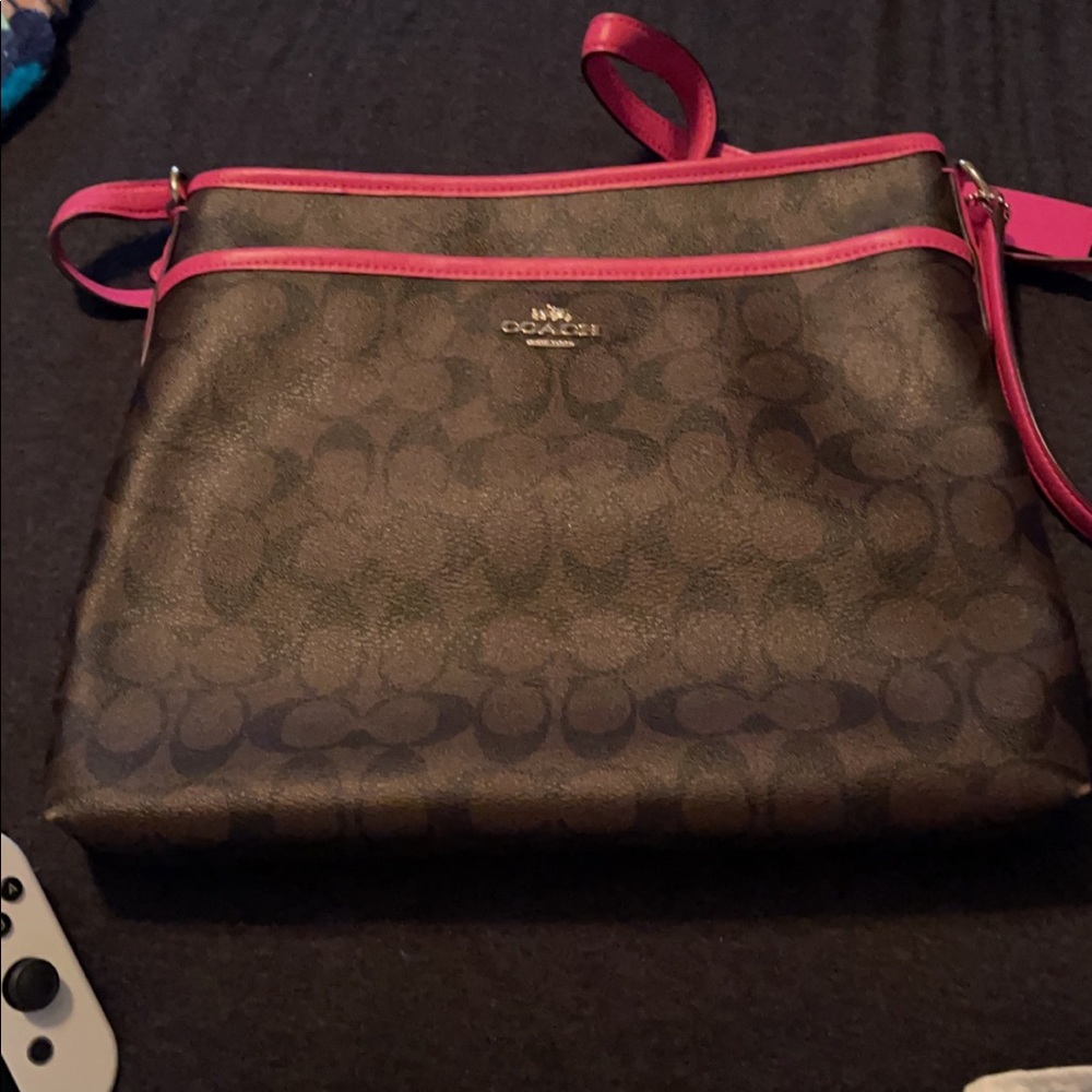 Coach pink and brown crossbody